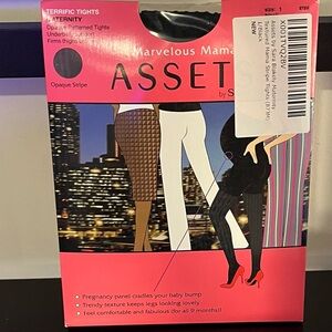 Spanx Maternity Tights - Size 1 (see size chart), Black Opaque Stripe, NEW